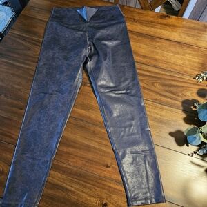 Aerie Shiny Blue Faux Leather Leggings XL